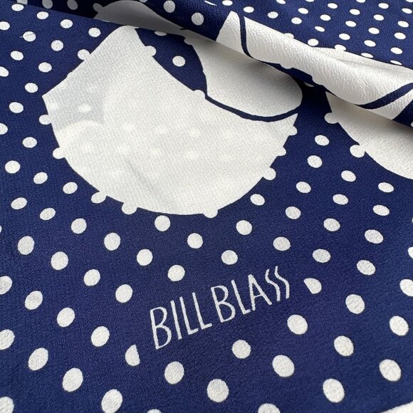 Vintage Bill Blass Silk Scarf, Deadstock Navy Polka Dot, Made for Baar & Beards - Picture 5 of 6